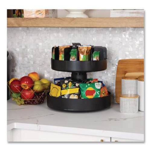 Mind Reader Supreme Lazy Suzan Condiment/Snack Organizer, 2 Compartments, 22.05 x 2.05 x 16.14, Black (SNACKCARBLK)
