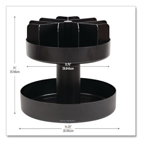Mind Reader Supreme Lazy Suzan Condiment/Snack Organizer, 2 Compartments, 22.05 x 2.05 x 16.14, Black (SNACKCARBLK)