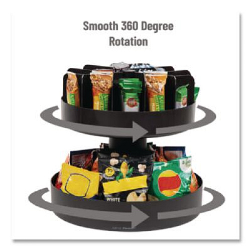 Mind Reader Supreme Lazy Suzan Condiment/Snack Organizer, 2 Compartments, 22.05 x 2.05 x 16.14, Black (SNACKCARBLK)