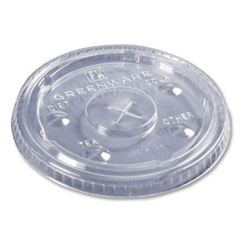 Fabri-Kal Greenware Cold Drink Lids, X-Slot, Fits 16 oz/18 oz/24 oz Cold Cups, Sugarcane, Clear, 1,000/Carton (LGC1624)
