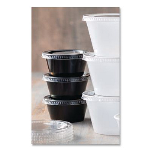 Fabri-Kal Portion Cups, 2 oz, Plastic, Black, 250/Sleeve, 10 Sleeves/Carton (PC200B)