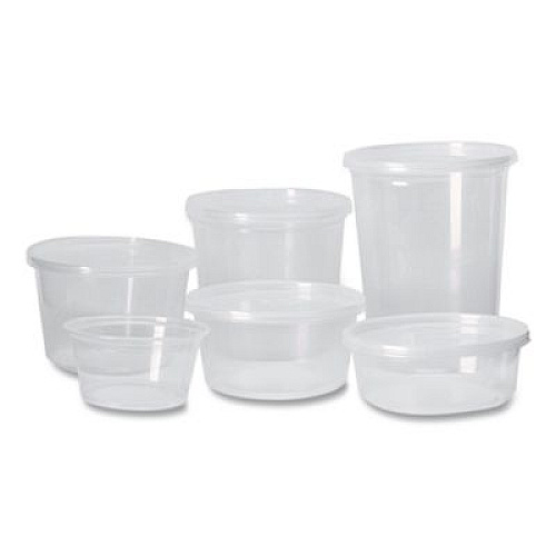 Fabri-Kal Microwavable Deli Containers, 8 oz, 4.6" Diameter x 1.8" h, Clear, Plastic, 500/Carton (PK8SC)