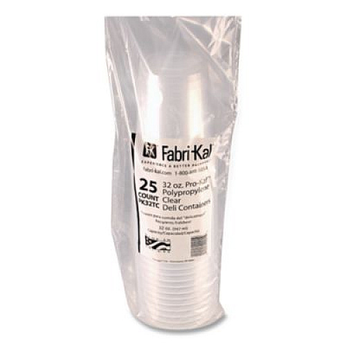 Fabri-Kal Microwavable Deli Containers, 32 oz, 4.6" Diameter x 5.6" h, Clear, Plastic, 500/Carton (PK32TC)