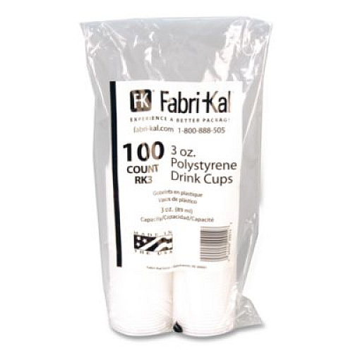 Fabri-Kal RK Crisscross Cold Drink Cups, 3 oz, Plastic, Clear, 100/Bag, 25 Bags/Carton (RK3)