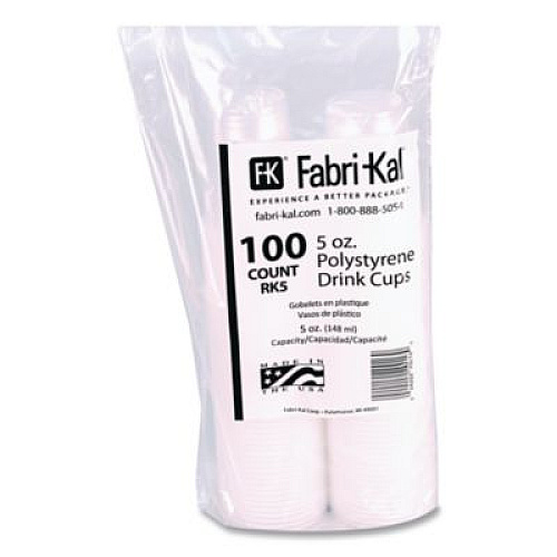 Fabri-Kal RK Ribbed Cold Drink Cups, 5 oz, Plastic, Clear, 100/Bag, 25 Bags/Carton (RK5)