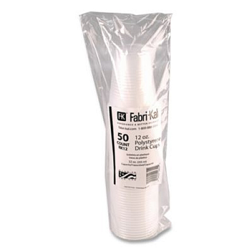 Fabri-Kal RK Ribbed Cold Drink Cups, 12 oz, Plastic, Translucent, 50/Sleeve, 20 Sleeves/Carton (RK12)