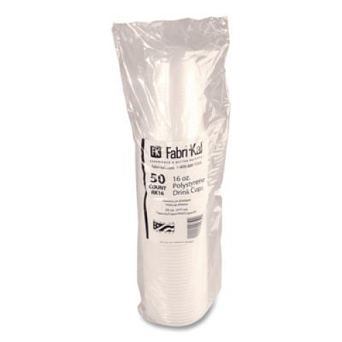 Fabri-Kal RK Ribbed Cold Drink Cups, 16 oz, Plastic, Translucent, 50/Sleeve, 20 Sleeves/Carton (RK16)