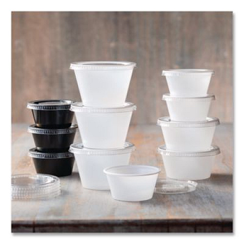 Fabri-Kal Portion Cup Lids, Fits 1.5 oz to 2.5 oz Portion Cups, Plastic, Clear, 125/Sleeve, 20 Sleeves/Carton (XL250PC)