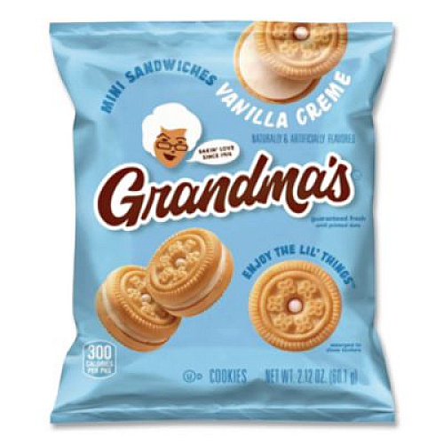 Grandma's Mini Vanilla Creme Sandwich Cookies, 3.71 oz, 24/Carton (45095)