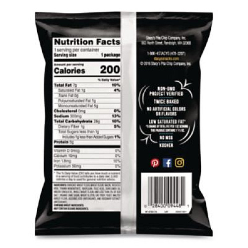 Stacy's Pita Chips, 1.5 oz Bag, Original, 24/Carton (52546)