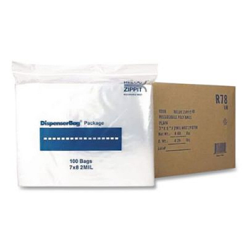 Fantapak Plastic Zipper Bags, 32 oz, 7" x 8", Clear, 1,000 Bags/Box, 2 Boxes/Carton (MGZ2P0708)