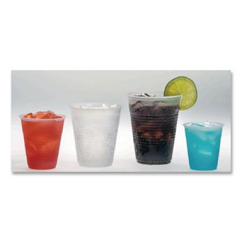 Fabri-Kal RK Ribbed Cold Drink Cups, 12 oz, Plastic, Translucent, 50/Sleeve, 20 Sleeves/Carton (RK12)