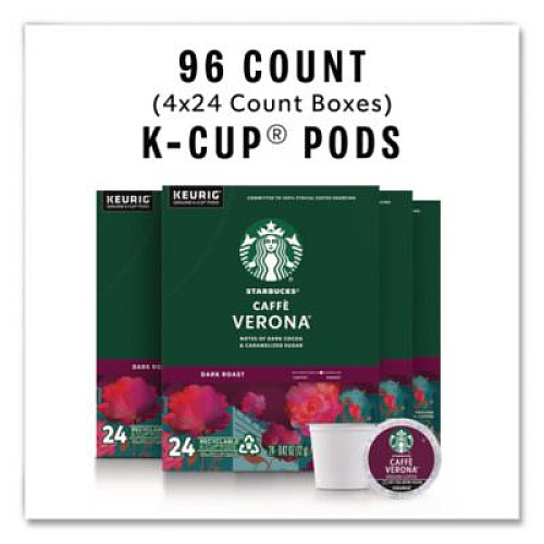 Starbucks Caffe Verona Coffee K-Cups Pack, 24/Box, 4 Boxes/Carton (011111160CT)