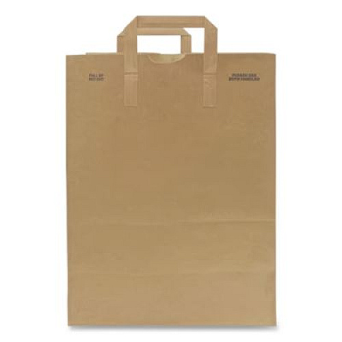 Ross & Wallace Paper Products Grocery Paper Bags, 1/6 BBL Size, 70# Basis Weight, Flat Handles, 12" x 7" x 16.25", Kraft, 300/Bundle (SK1670EZ300)