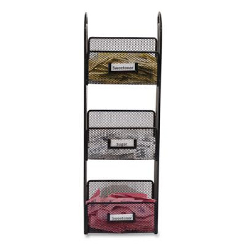 Safco Onyx Breakroom Organizers, 3 Compartments, 6 x 6 x 18, Steel Mesh, Black (3290BL)