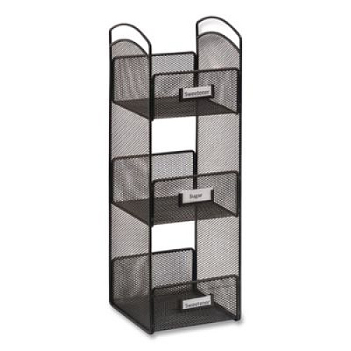 Safco Onyx Breakroom Organizers, 3 Compartments, 6 x 6 x 18, Steel Mesh, Black (3290BL)