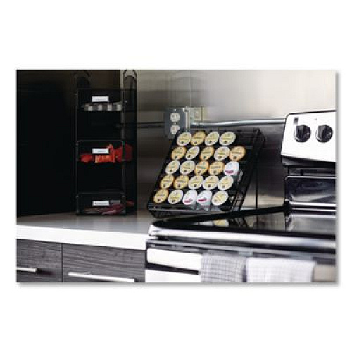 Safco Onyx Breakroom Organizers, 3 Compartments, 6 x 6 x 18, Steel Mesh, Black (3290BL)