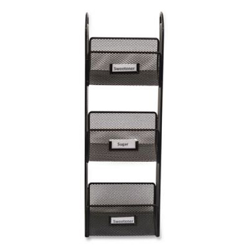 Safco Onyx Breakroom Organizers, 3 Compartments, 6 x 6 x 18, Steel Mesh, Black (3290BL)