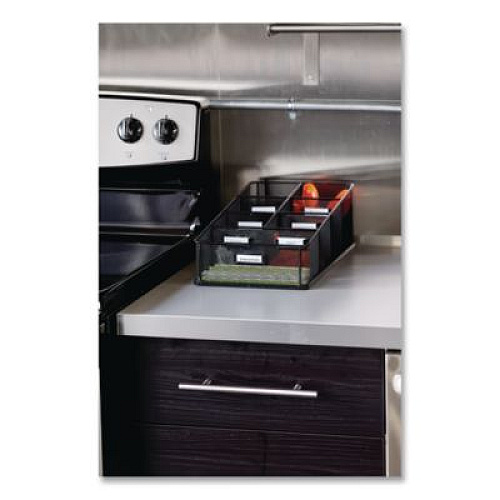 Safco Onyx Breakroom Organizers, 7 Compartments, 16 x 8.5 x 5.25, Steel Mesh, Black (3291BL)