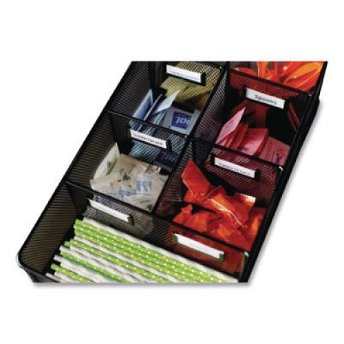 Safco Onyx Breakroom Organizers, 7 Compartments, 16 x 8.5 x 5.25, Steel Mesh, Black (3291BL)