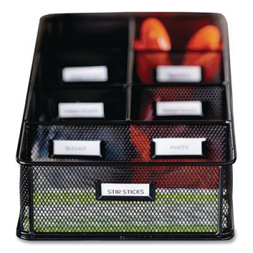 Safco Onyx Breakroom Organizers, 7 Compartments, 16 x 8.5 x 5.25, Steel Mesh, Black (3291BL)
