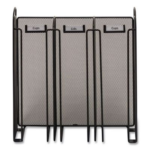 Safco Onyx Breakroom Organizers, 3 Compartments, 12.75 x 4.5 x 13.25, Steel Mesh, Black (3292BL)