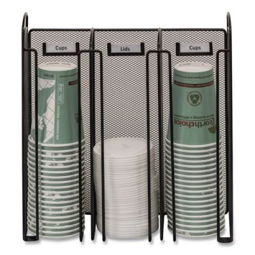 Safco Onyx Breakroom Organizers, 3 Compartments, 12.75 x 4.5 x 13.25, Steel Mesh, Black (3292BL)