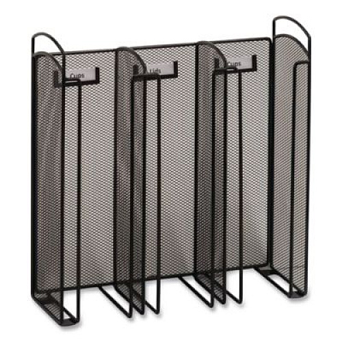 Safco Onyx Breakroom Organizers, 3 Compartments, 12.75 x 4.5 x 13.25, Steel Mesh, Black (3292BL)
