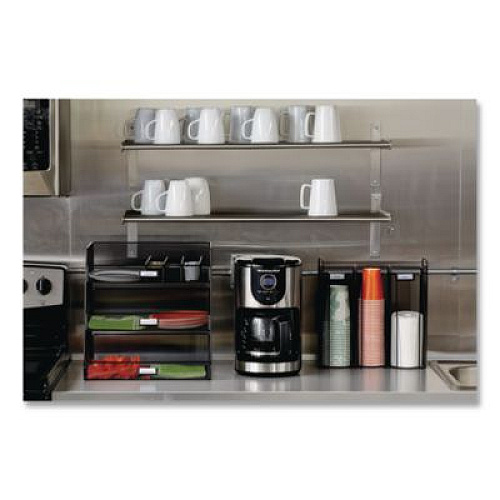 Safco Onyx Breakroom Organizers, 3 Compartments,14.63 x 11.75 x 15, Steel Mesh, Black (3293BL)
