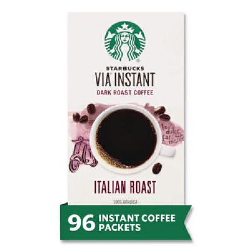 Starbucks VIA Ready Brew Coffee, 0.11 oz, Italian Roast, 8 Packets/Bag, 12 Bags/Carton (12407838CT)