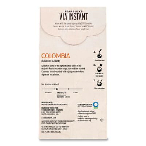 Starbucks VIA Ready Brew Coffee, Colombia, 1.4 oz Packet, 8/Pack (12407839)