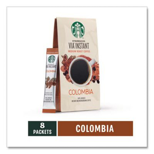 Starbucks VIA Ready Brew Coffee, Colombia, 1.4 oz Packet, 8/Pack, 12 Packs/Carton (12407839CT)