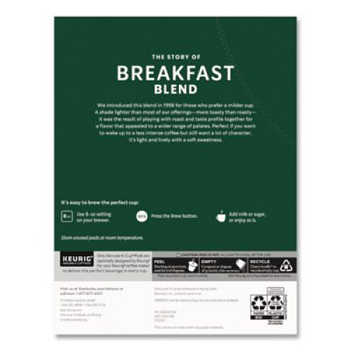 Starbucks Breakfast Blend K-Cups, 24/Box (011111157)