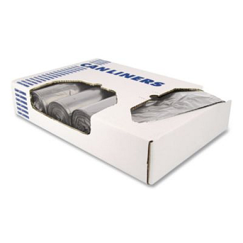 Heritage Linear Low-Density Can Liners, 45 gal, 1.7 mil, 39" x 46", Silver, 50/Carton (H7846WS)