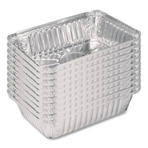 HFA Aluminum Oblong Pan, Shallow, 1.5 lb, 6 x 8.59 x 1.25, Silver, 500/Carton (206130)