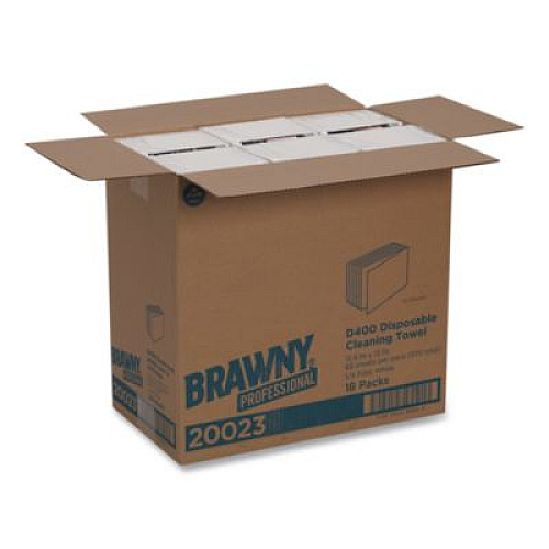 Brawny Professional Medium Duty Premium DRC 1/4 Fold Wipers, 1-Ply, 13 x 12.5, Unscented, White, 65/Pack (20023)