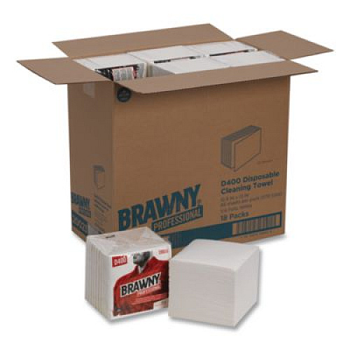 Brawny Professional Medium Duty Premium DRC 1/4 Fold Wipers, 1-Ply, 13 x 12.5, Unscented, White, 65/Pack (20023)