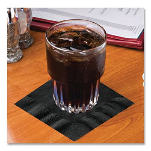 Hoffmaster Embossed Beverage Napkins, 1-Ply, 10 x 10, Black, 1,000/Carton (020212)