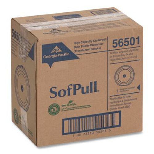 Georgia Pacific Professional SofPull High-Capacity Center-Pull Bathroom Tissue Dispenser, 10.5 x 6.75 x 10.5, Smoke (56501)