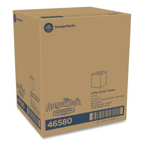 Georgia Pacific Professional Angel Soft ps Premium Facial Tissue, Cube Box, 2-Ply, White, 96 Sheets/Box (46580BX)