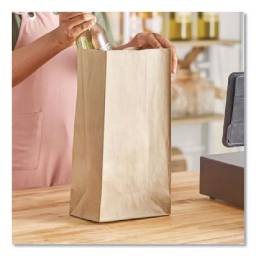 Ross & Wallace Paper Products Grocery Paper Bags, 16# Size, Heavy-Duty, 50# Basis Weight, 7.75" x 4.75" x 16", Kraft, 500/Bundle (GH16)