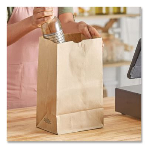Ross & Wallace Paper Products Grocery Paper Bags, 20# Squat Size, Heavy-Duty, 50# Basis Weight, 8.13" x 5.88" x 12.5", Kraft, 500/Bundle (GH20S)