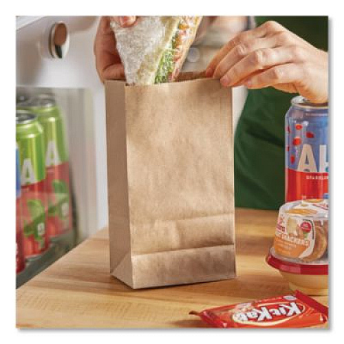 Ross & Wallace Paper Products Grocery Paper Bags, 2# Size, 30# Basis Weight, 4.13" x 2.63" x 7.88", Kraft, 500/Bundle (GK2500)