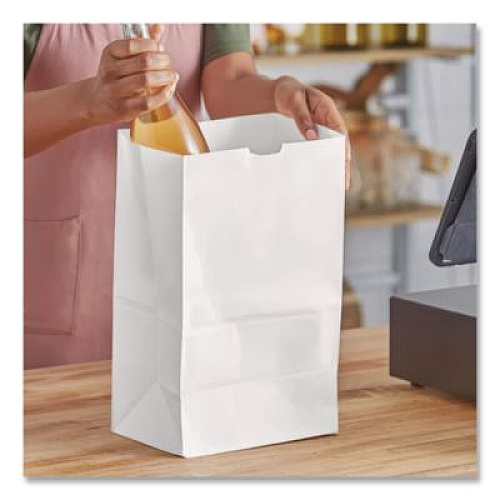 Ross & Wallace Paper Products Grocery Paper Bags, 20# Squat Size, 40# Basis Weight, 8.13" x 5.88" x 12.5", White, 500/Bundle (GW20S500)
