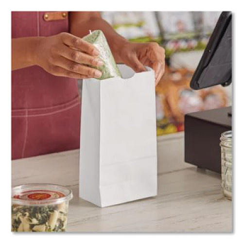 Ross & Wallace Paper Products Grocery Paper Bags, 4# Size, 30# Basis Weight, 5" x 3.13" x 9.88", White, 500/Bundle (GW4500)