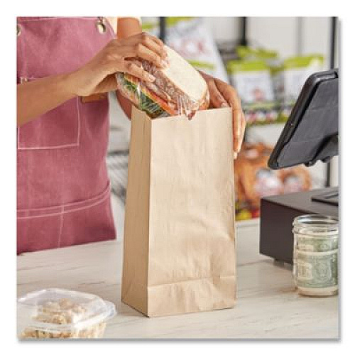 Ross & Wallace Paper Products Grocery Paper Bags, 4# Size, Extra-Heavy-Duty, 50# Basis Weight, 5" x 3.13" x 9.88", Kraft, 500/Bundle (GX4500)