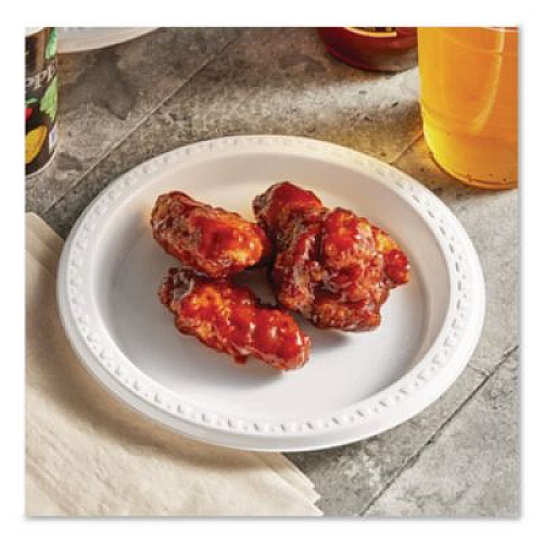 Chinet Heavyweight Plastic Plates, 9" dia, White, 125/Pack, 4 Packs/Carton (81209)