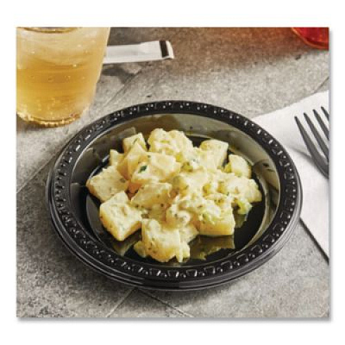 Chinet Heavyweight Plastic Plates, 9" dia, Black, 125/Pack, 4 Packs/Carton (81409)