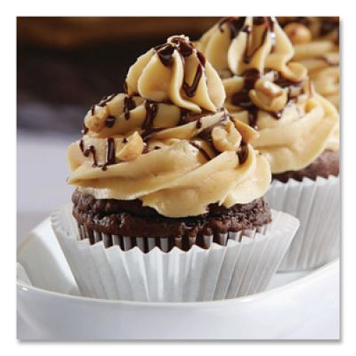 Hoffmaster Fluted Bake Cups, 2.25" Diameter x 1.88" h, White, Paper, 500/Pack, 20 Packs/Carton (610070)