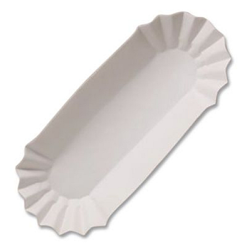 Hoffmaster Fluted Hot Dog Trays, 6 x 2 x 2, White, Paper, 500/Sleeve, 6 Sleeves/Carton (610740)